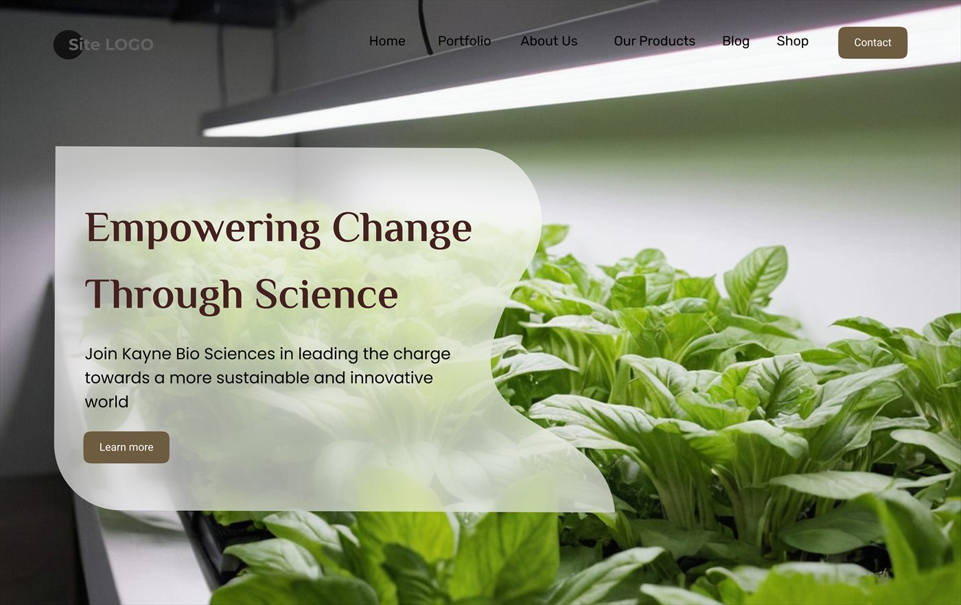 Kayne Bio Sciences homepage: 'Empowering Change Through Science'