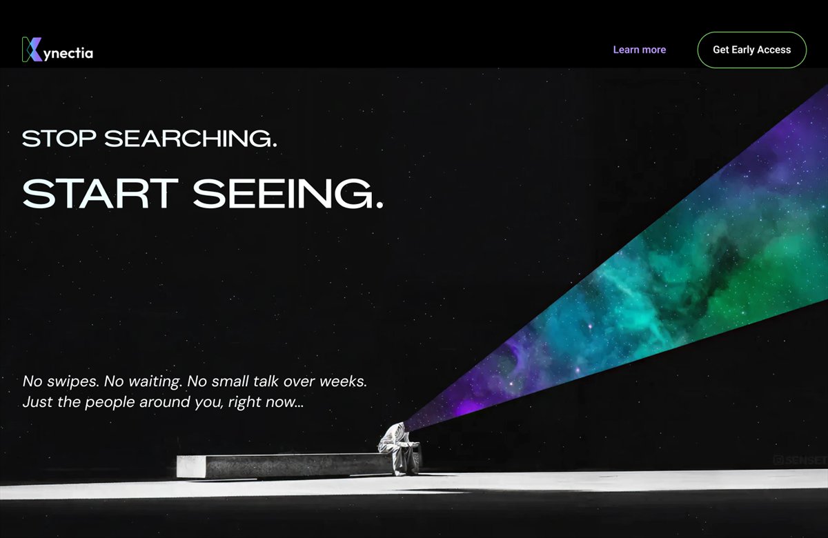 Kynectia landing page: 'Stop searching. Start seeing.'